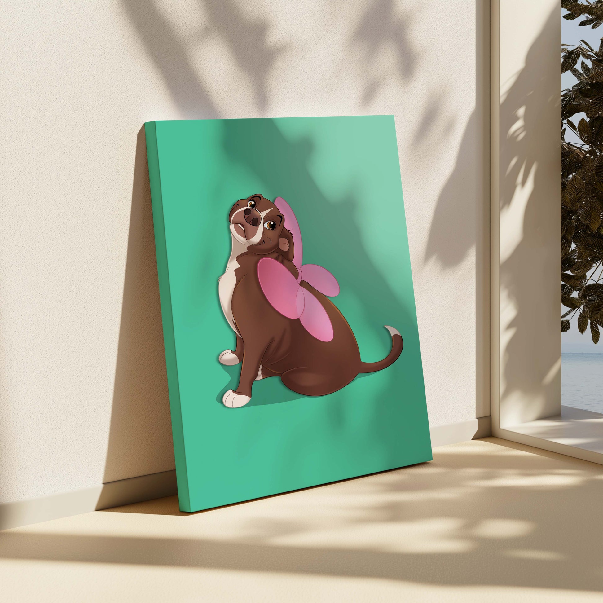 Canvas Print | Custom Hand-Drawn Cartoon Pet Portrait | Fullbody