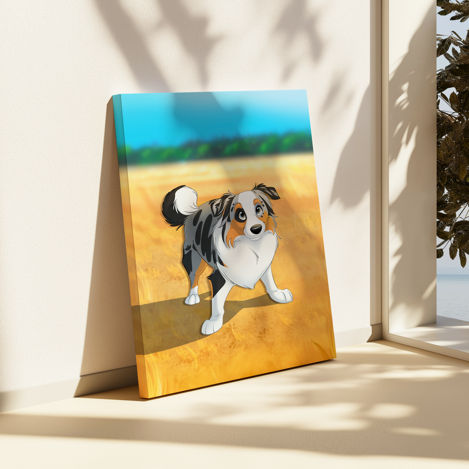 Canvas Print | Custom Hand-Drawn Cartoon Pet Portrait | Fullbody